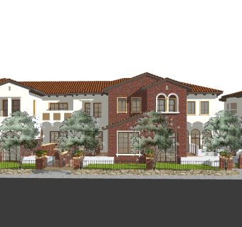 欧式别墅外观草图大师模型，别墅外观sketchup模型免费下载