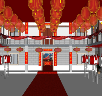 传统新中式婚礼SU模型库下载