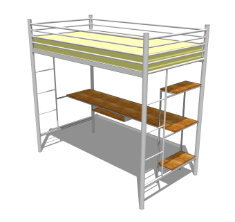 儿童高低床铺草图大师模型，儿童床SU模型下载