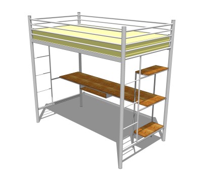 儿童高低床铺草图大师模型，儿童床SU模型下载