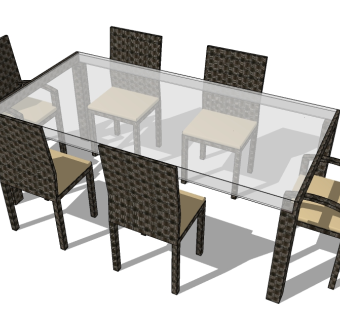 现代桌椅组合sketchup模型下载，桌椅组合草图大师模型