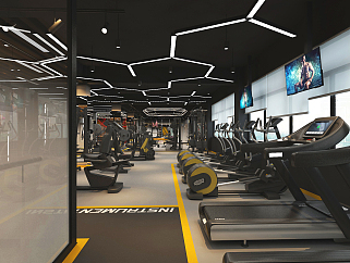 现代简约健身房施工图，健身房CAD设计图纸下载