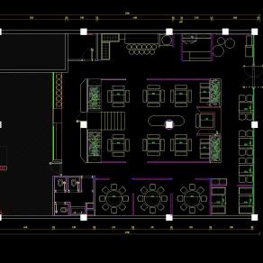 特色中式餐厅施工图效果图CAD图纸，餐厅cad设计图纸下载
