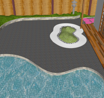 日式庭院建筑SU模型，庭院建筑SKB文件下载