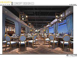 新华都海物会餐饮空间CAD施工图，餐厅CAD图纸下载