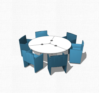 现代圆形会议桌草图大师模型，会议桌sketchup模型下载