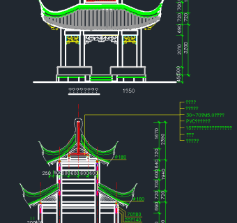 精品园林重檐亭CAD模板，重檐亭CAD建筑图纸下载