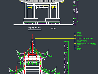 精品园林重檐亭CAD模板，重檐亭CAD建筑图纸下载