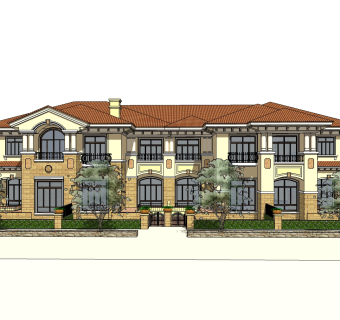 欧式别墅外观草图大师模型，别墅外观sketchup模型免费下载