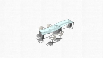 现代玻璃会议桌草图大师模型，会议桌sketchup模型下载