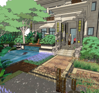 欧式别墅SU模型，别墅SKP模型下载