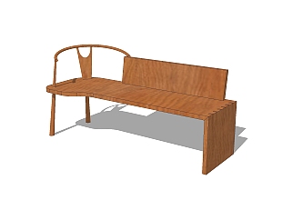 现代实木长椅草图大师模型，长椅su模型下载