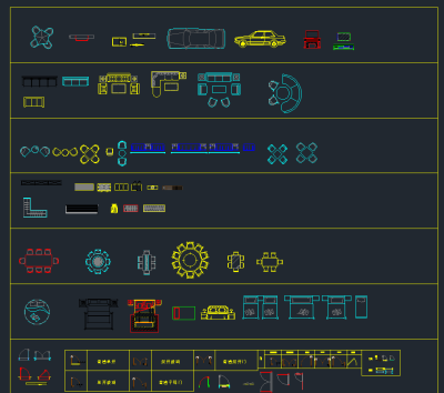 原创史上的动态块CAD图库，桌椅板凳CAD图纸下载