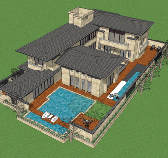 欧式别墅su模型，别墅草图大师模型下载