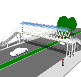 现代人行天桥草图大师模型，人行天桥sketchup模型免费下载