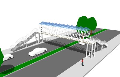 现代人行天桥草图大师模型，人行天桥sketchup模型免费下载