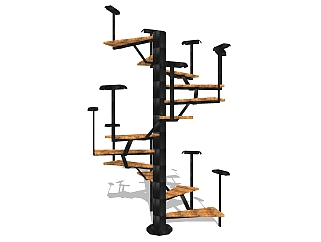 现代钢结构螺旋楼梯草图大师模型，钢结构螺旋楼梯sketchup模型免费下载