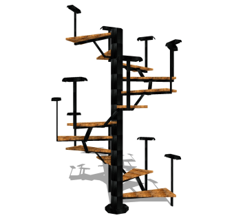 现代钢结构螺旋楼梯草图大师模型，钢结构螺旋楼梯sketchup模型免费下载