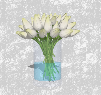 郁金香插花草图大师模型，花艺花瓶sketchup模型下载