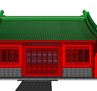 中式古建民房草图大师模型下载、古建民房su模型下载