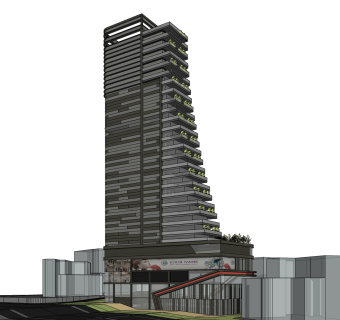 现代高层办公楼草图大师模型，高层办公楼sketchup模型免费下载