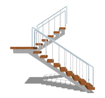 现代双跑折梯草图大师模型，双跑折梯sketchup模型免费下载