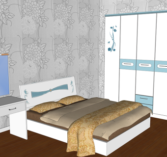 现代简约卧室样板间小型室内设计sketchup模型下载
