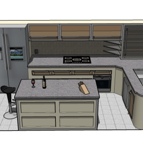 现代小型厨房草图大师模型，厨房sketchup模型下载