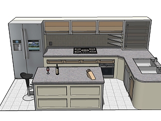 现代<em>小型</em>厨房草图大师模型，厨房sketchup模型下载