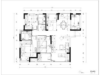 北欧三室两厅130㎡海公园施工图CAD图纸wdg文件分享