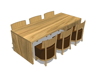 现代<em>实木</em>餐桌椅su模型，<em>实木</em>饭桌草图大师模型下载