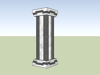 <em>现代方形</em>大理石柱子su模型。柱子sketchup模型下载