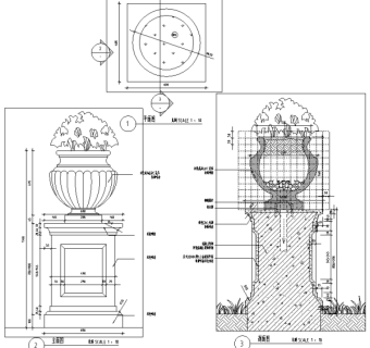 园林景观小品花钵花坛CAD施工图86张