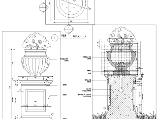 园林景观小品花钵花坛CAD施工图86张