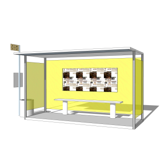 现代公交候车亭sketchup模型，公交候车亭草图大师模型下载