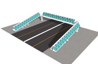 现代人行天桥草图大师模型，人行天桥sketchup模型免费下载