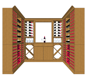 现代酒柜酒架草图大师模型，酒柜su模型下载