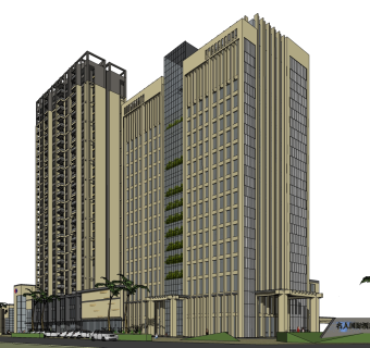 现代酒店草图大师模型，酒店sketchup模型免费下载