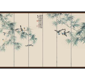 新中式背景墙草图大师模型，背景墙skb文件下载