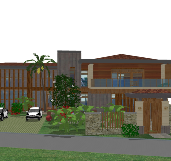 现代别墅外观草图大师模型，别墅外观sketchup模型免费下载