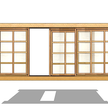 日式木制窗skp文件下载，窗户草图大师模型