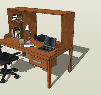 中式木书桌椅草图大师模型，书桌sketchup模型