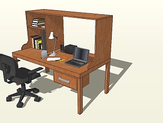 中式木书桌椅草图大师模型，书桌sketchup模型