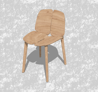 现代实木休闲椅草图大师模型，创意小座椅su模型下载