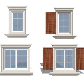 欧式窗草图大师模型,欧式窗SU模型下载
