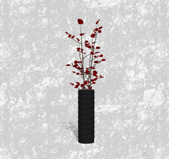 黄栌插花草图大师模型，花瓶花艺sketchup模型下载