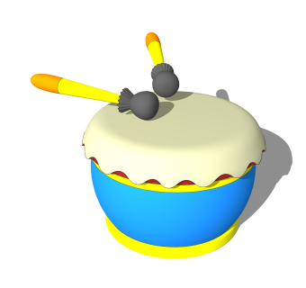 现代玩具鼓草图大师模型，玩具su模型下载