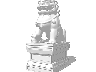 新中式石<em>狮子</em>雕刻草图大师模型，雕塑sketchup模型下载