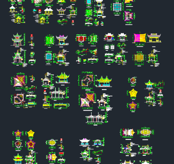 亭子CAD图块，亭子CAD施工图纸下载
