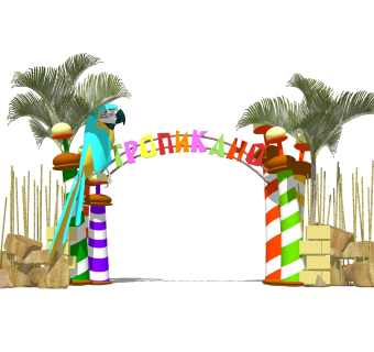 现代动物园门头草图大师模型，动物园门头sketchup模型免费下载